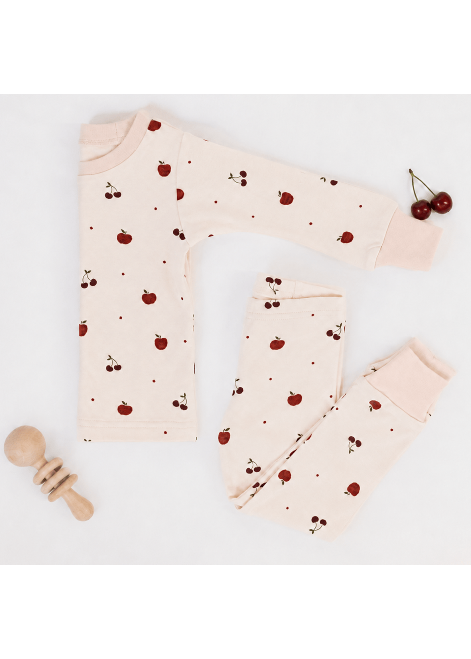 L'oved Baby Long Sleeve Pj Set Cherry Apple
