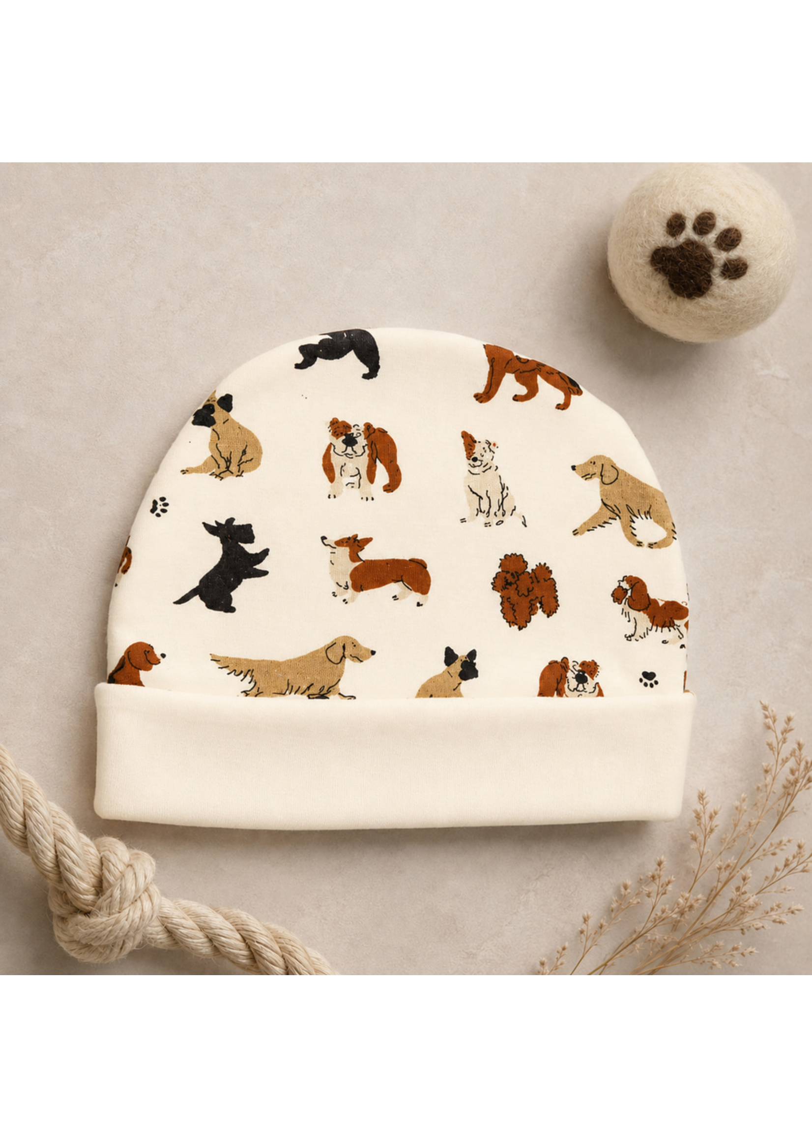 L'oved Baby Reversible Beanie Puppy Love Dogs