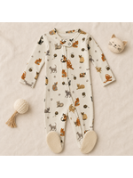 L'oved Baby Organic Zipper Footie 9 Lives Cats