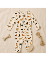 L'oved Baby Organic Zipper Footie Puppy Love Dogs