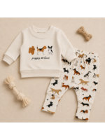 L'oved Baby Henley Sweatshirt & Jogger Set Puppy Love Dogs