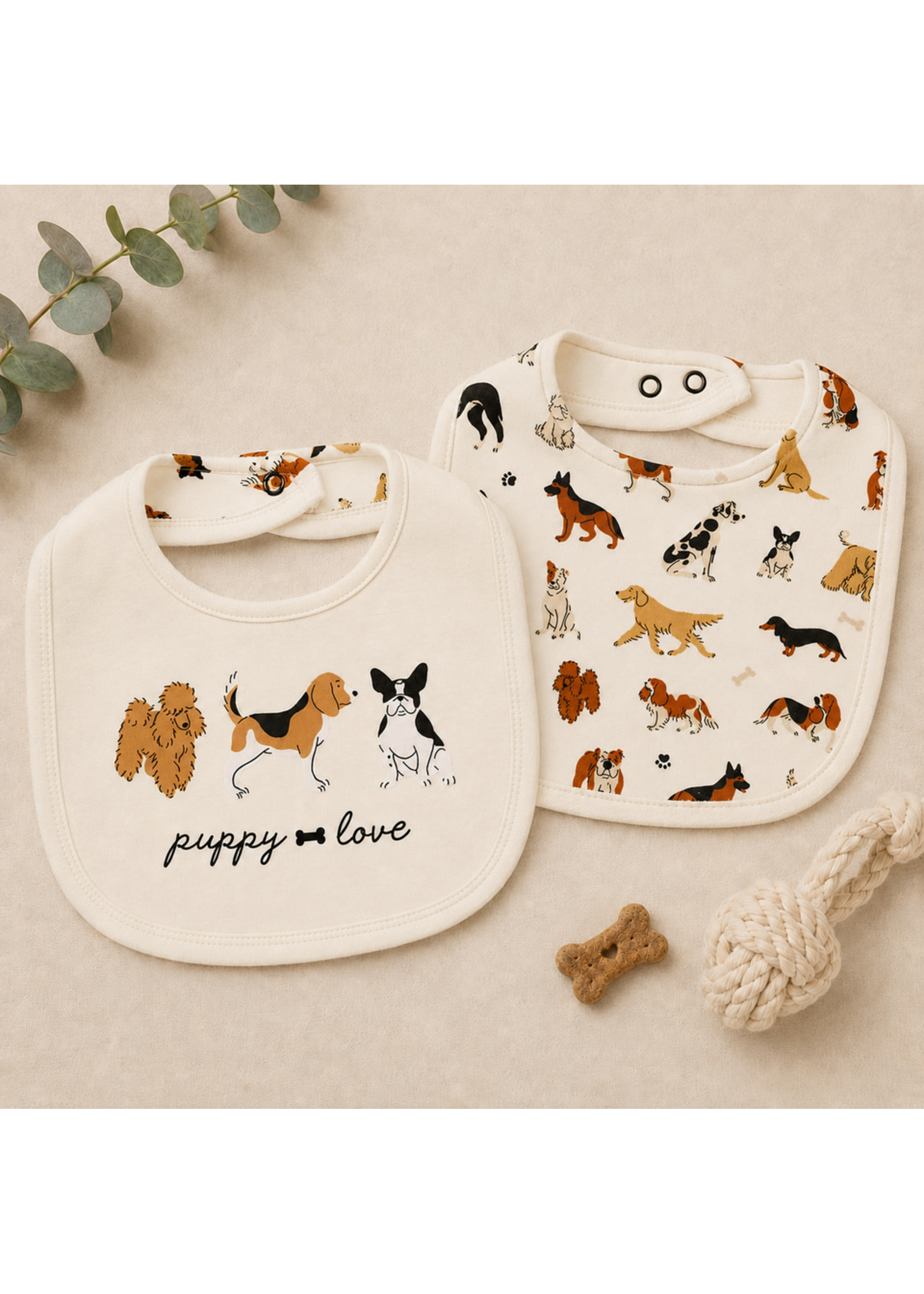 L'oved Baby Reversible Bib Puppy Love Dogs