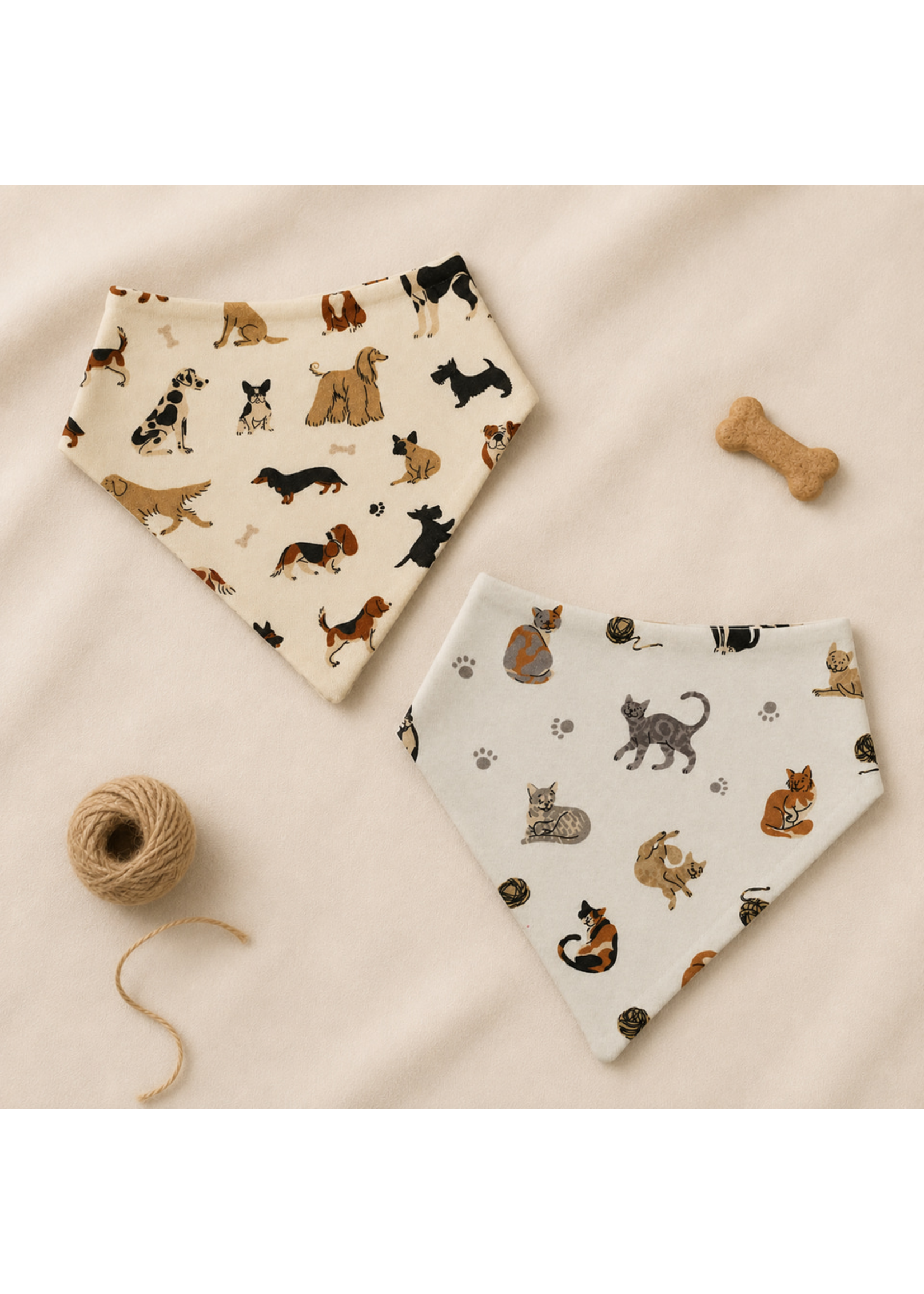 L'oved Baby Bandana Bib Set of 2 Cats & Dogs