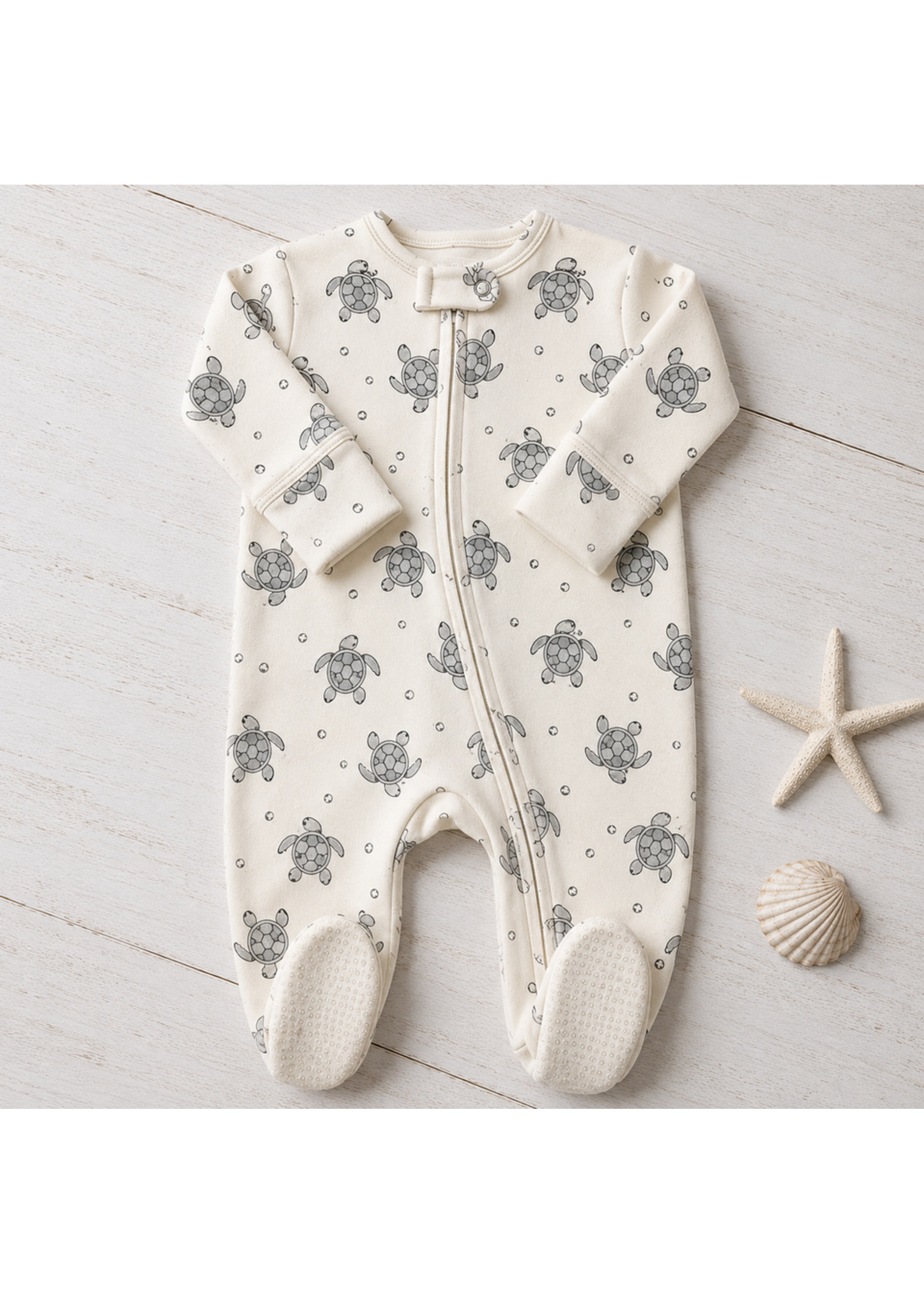L'oved Baby Organic Zipper Footie Coastal Crew