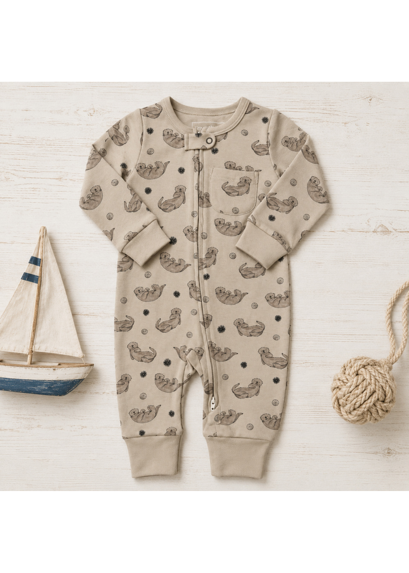 L'oved Baby Organic Footless Zipper Romper Coastal Crew