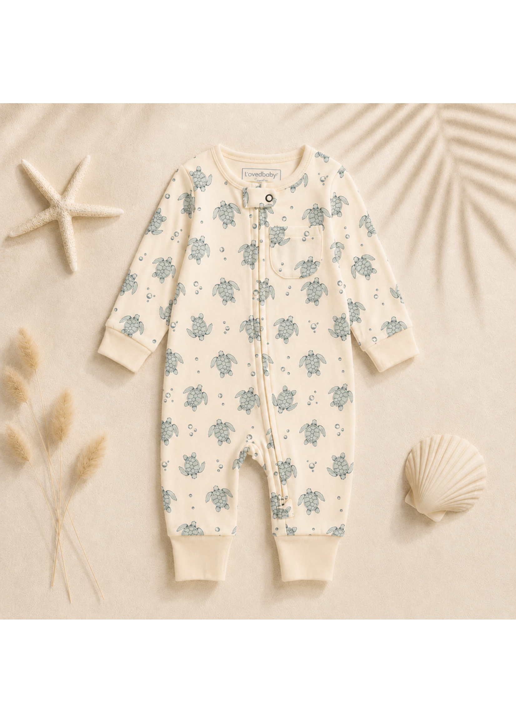 L'oved Baby Organic Footless Zipper Romper Coastal Crew