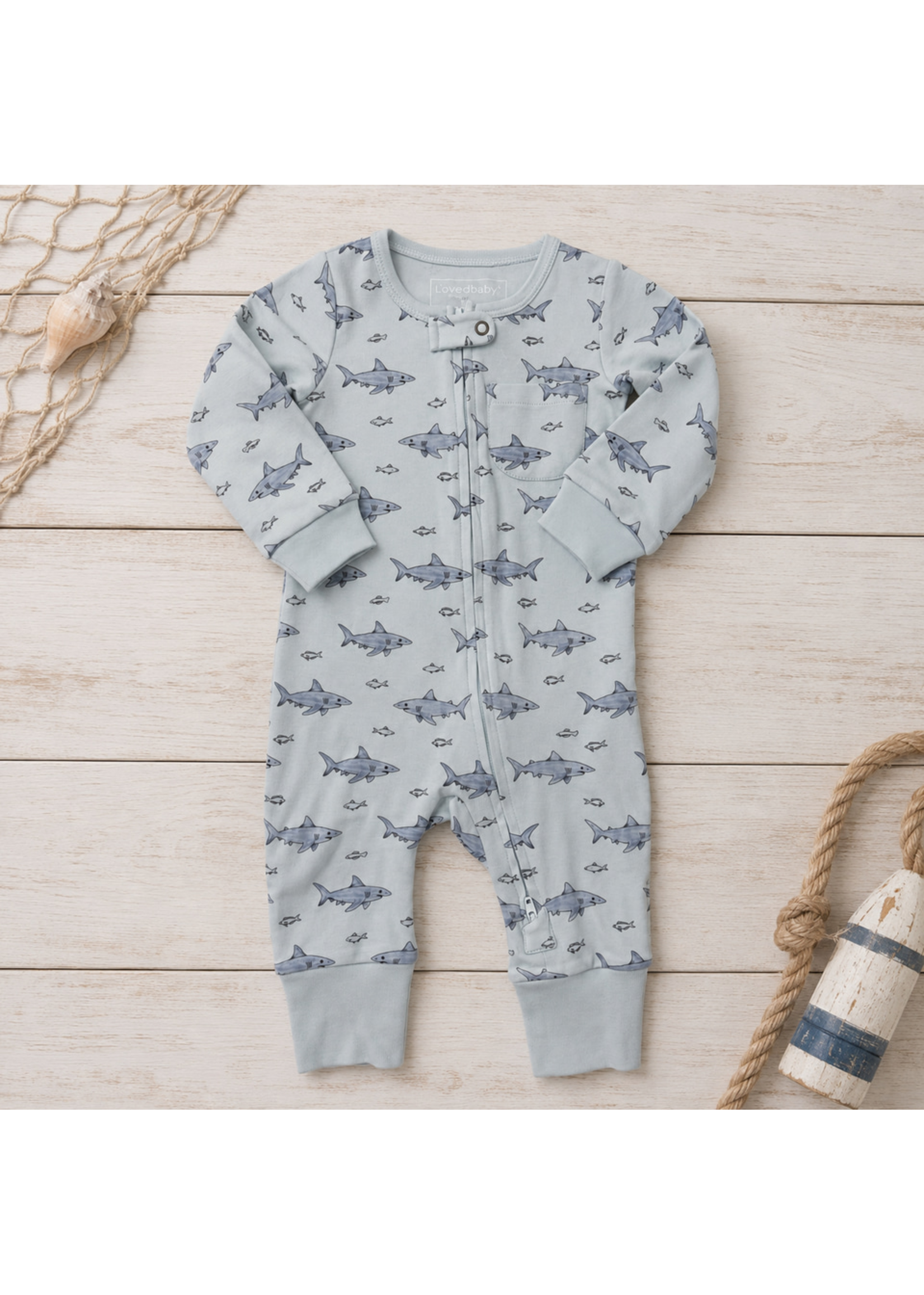 L'oved Baby Organic Footless Zipper Romper Coastal Crew