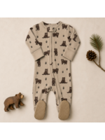L'oved Baby Organic Zipper Footie Black Bear