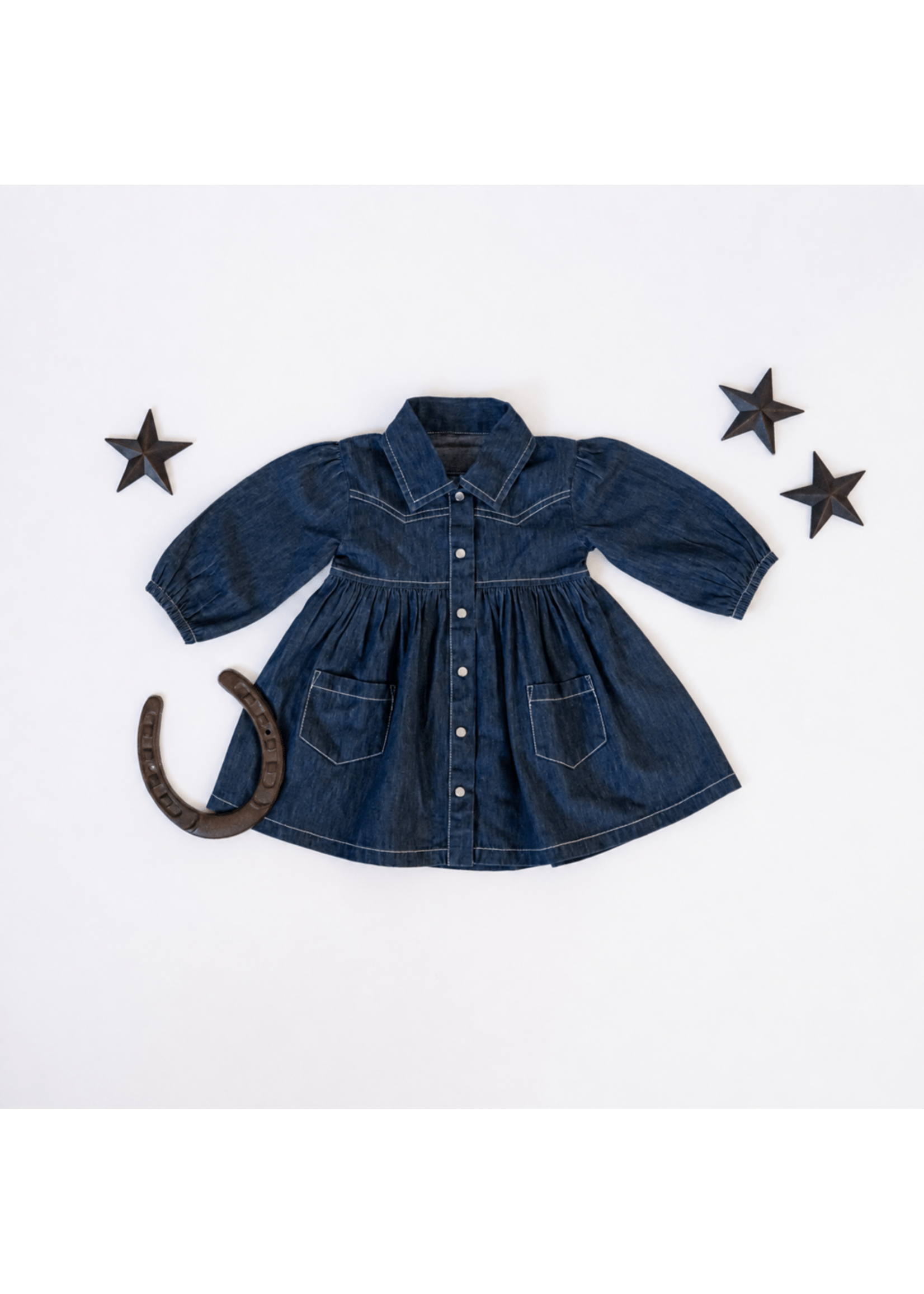 L'oved Baby Western Denim Long Sleeve Dress