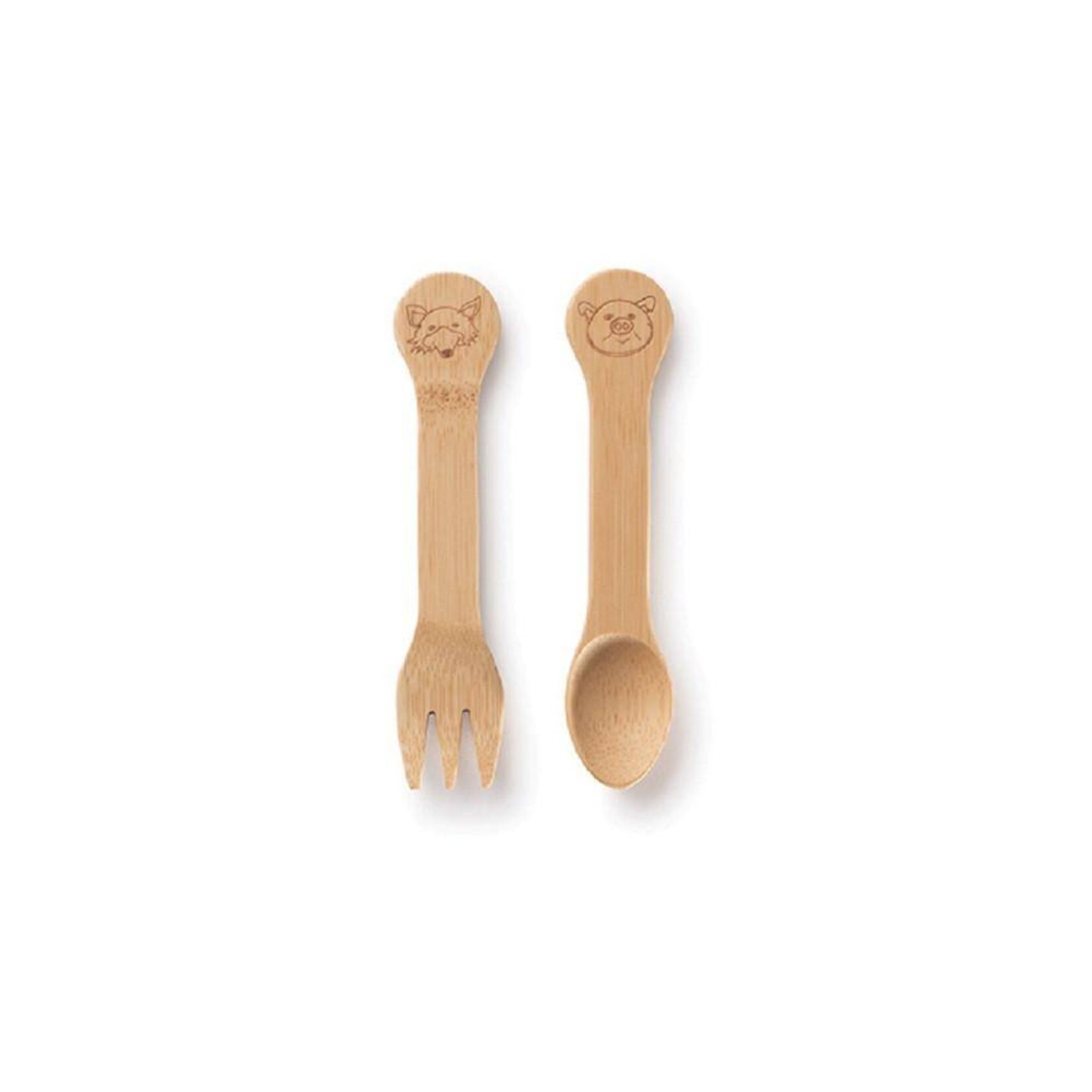 Kids Fork & Spoon Set Engraved with Animals