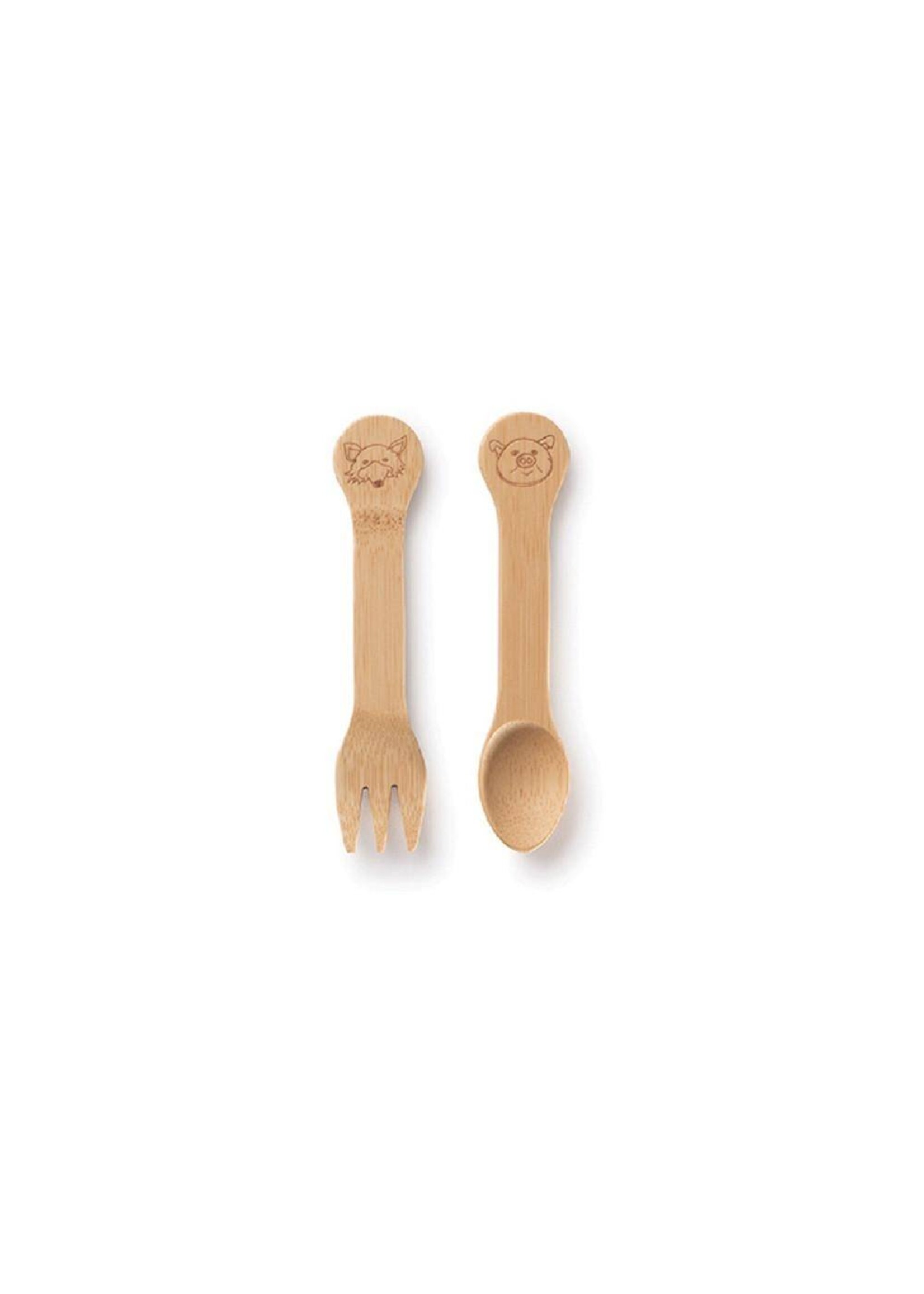 Kids Fork & Spoon Set Engraved with Animals