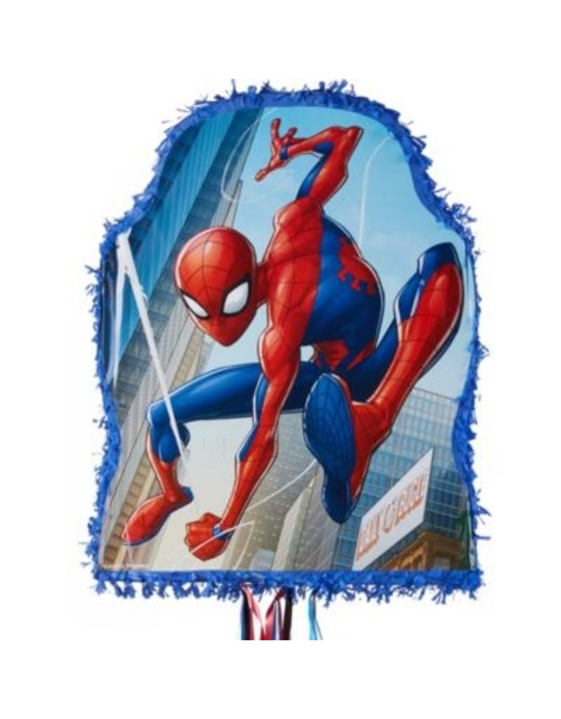 Blue Spiderman Pull String Pinata -18in x 17.5in - Pink Bliss BVI