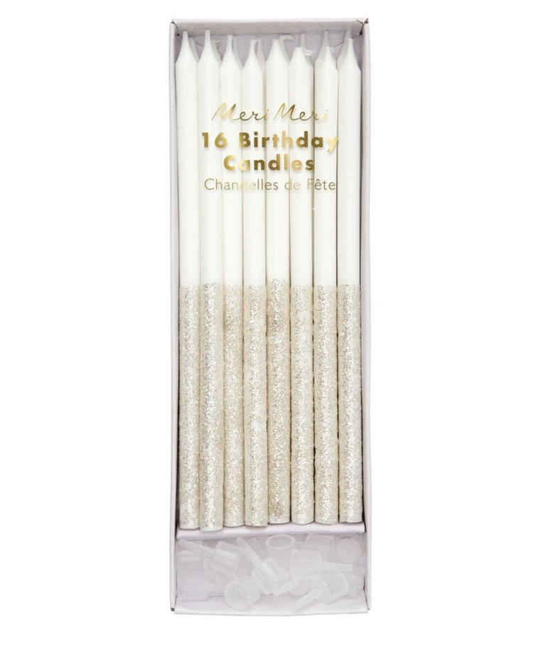 Meri Meri Silver Glitter Dipped Candles