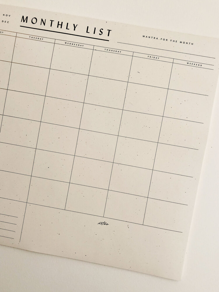 Wilde House Paper Monthly List Pad