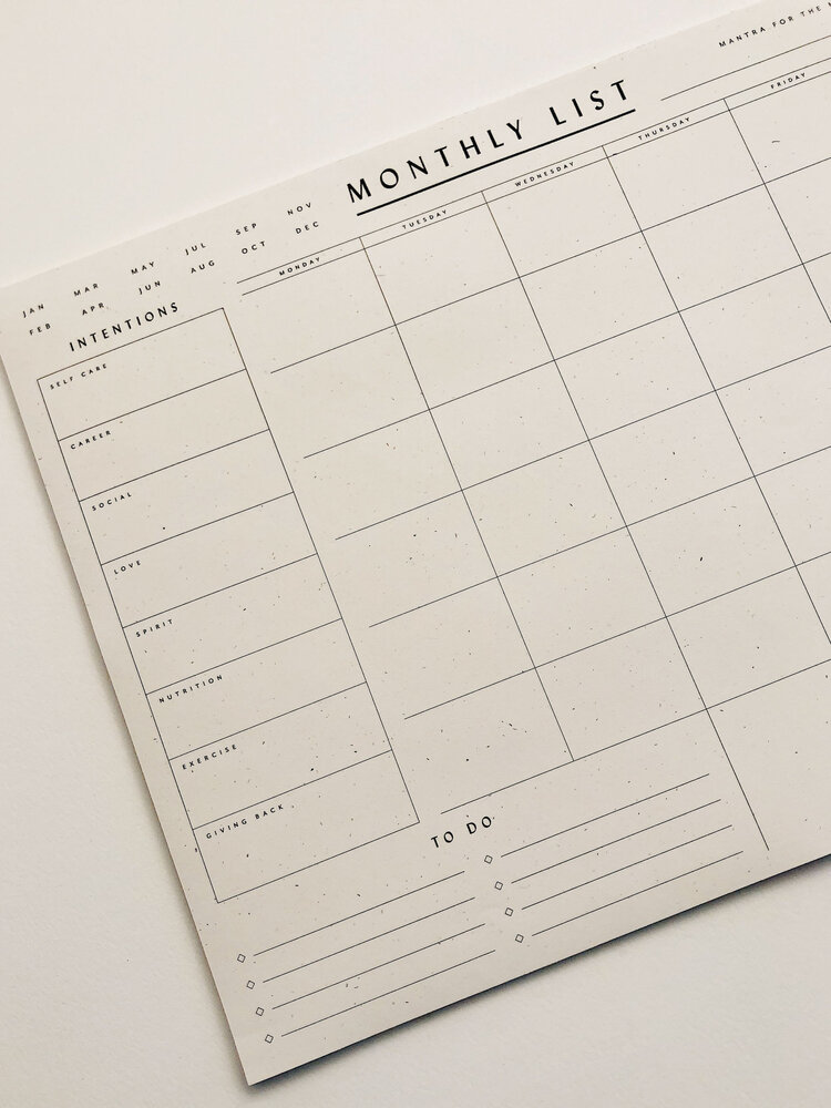 Wilde House Paper Monthly List Pad