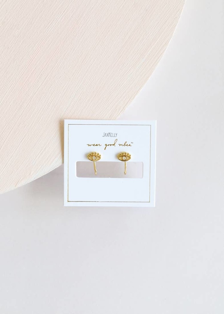 JaxKelly Huggie Earrings, Evil Eye