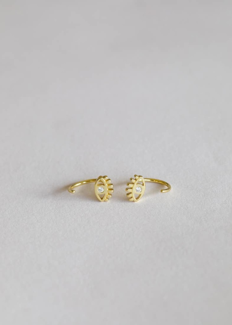 JaxKelly Huggie Earrings, Evil Eye
