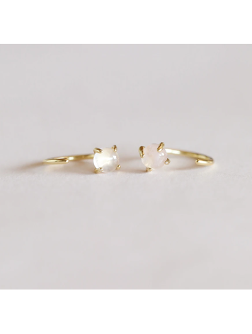 JaxKelly Huggie Earrings, Rose Quartz