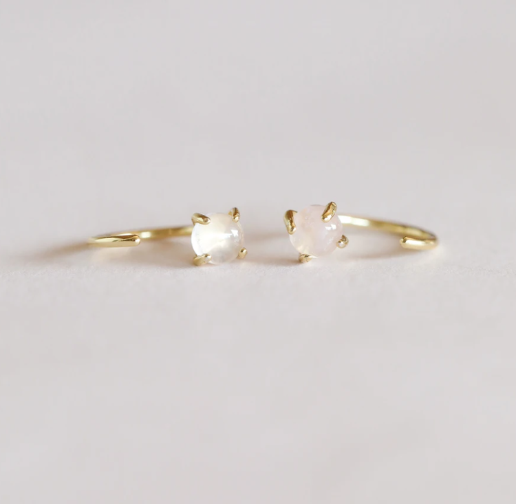 JaxKelly Huggie Earrings, Rose Quartz