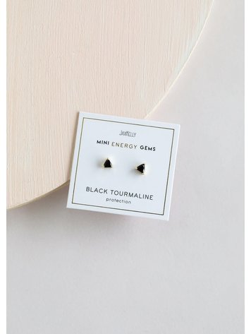JaxKelly Mini Energy Gem Earrings, Black Tourmaline