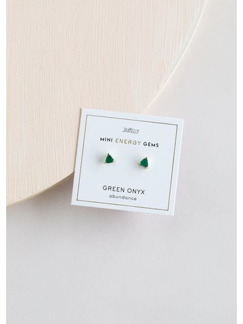 JaxKelly Mini Energy Gem Earrings, Green Onyx