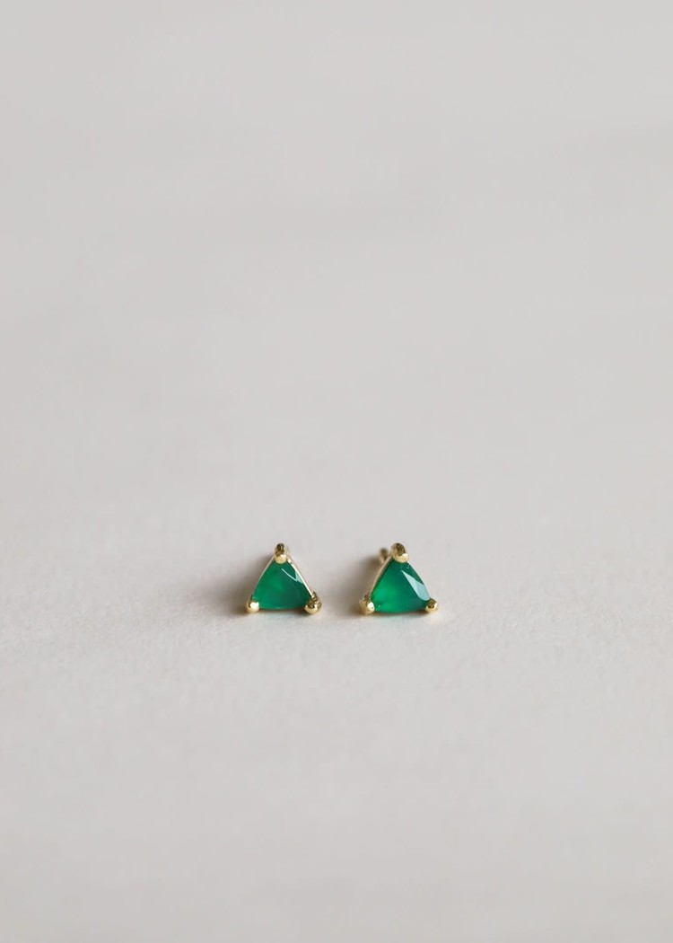JaxKelly Mini Energy Gem Earrings, Green Onyx