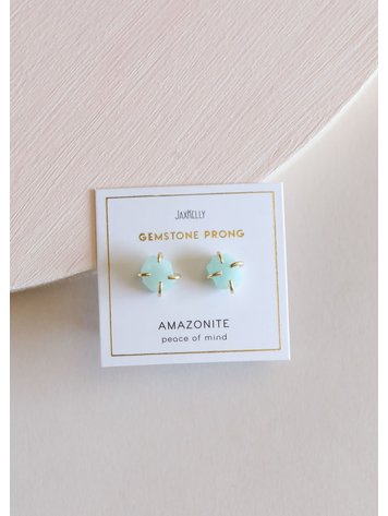JaxKelly Amazonite Gemstone Prong Earrings