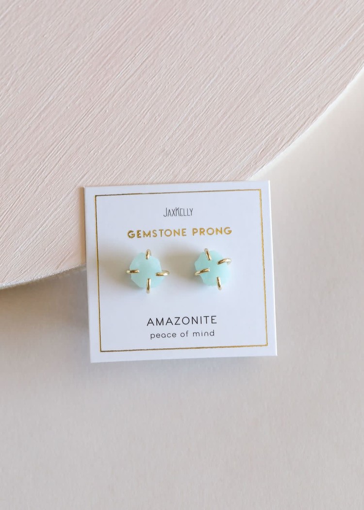 JaxKelly Amazonite Gemstone Prong Earrings