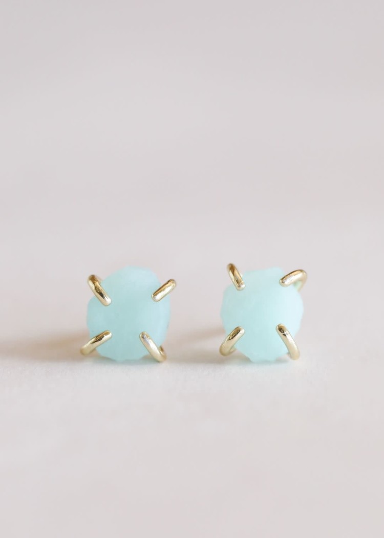 JaxKelly Amazonite Gemstone Prong Earrings