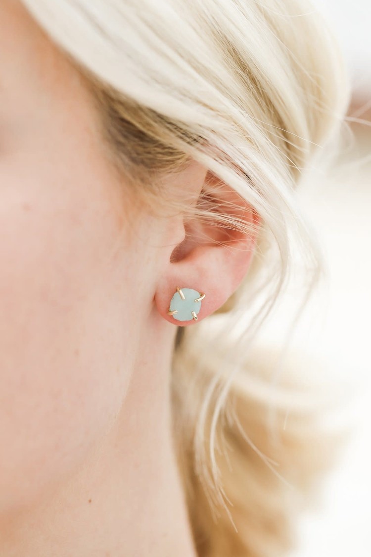 JaxKelly Amazonite Gemstone Prong Earrings