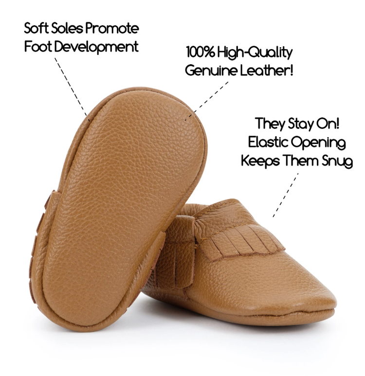 BirdRock Baby Classic Brown Genuine Leather Baby Moccasins