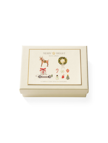 Karen Adams Designs Merry and Bright Gift Box Note Cards