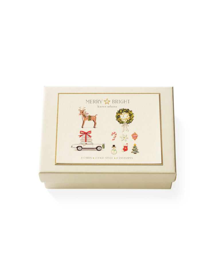 Karen Adams Designs Merry and Bright Gift Box Note Cards