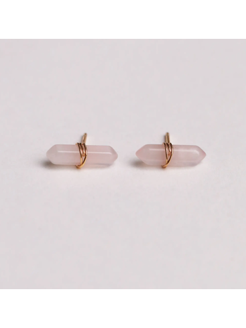 JaxKelly Rose Quartz Mineral Point Earrings
