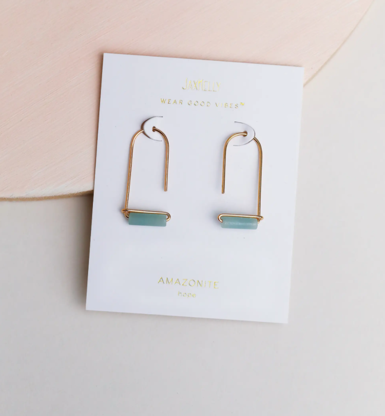 JaxKelly Amazonite Gemstone Drop Earrings