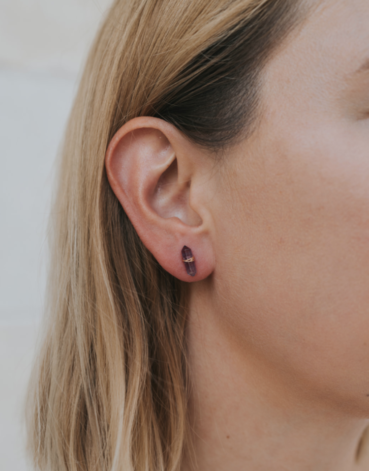JaxKelly Amethyst Mineral Point Earrings
