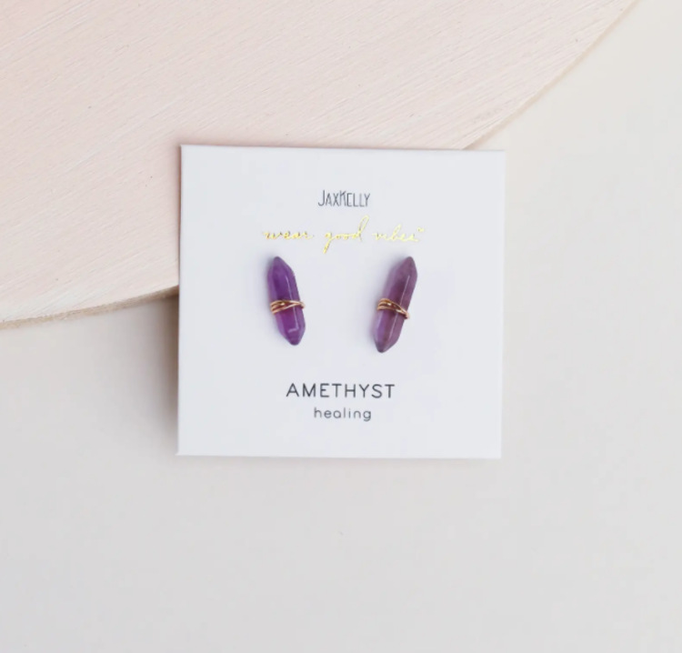 JaxKelly Amethyst Mineral Point Earrings