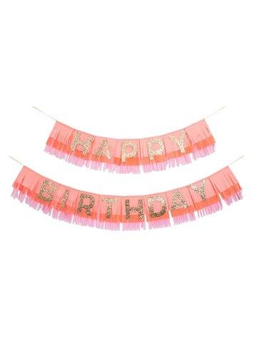 Meri Meri Pink Happy Birthday Fringe Garland