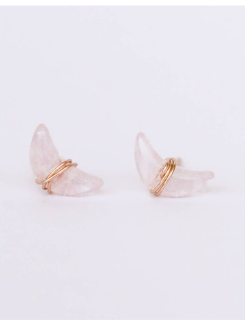 JaxKelly Wire Wrapped Moon, Rose Quartz
