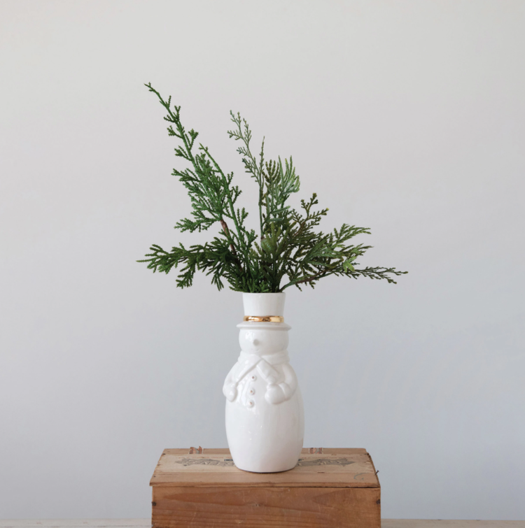Creative Co-Op Stoneware Snowman Vase