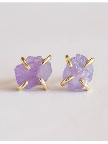 JaxKelly Amethyst Gemstone Prong Earrings