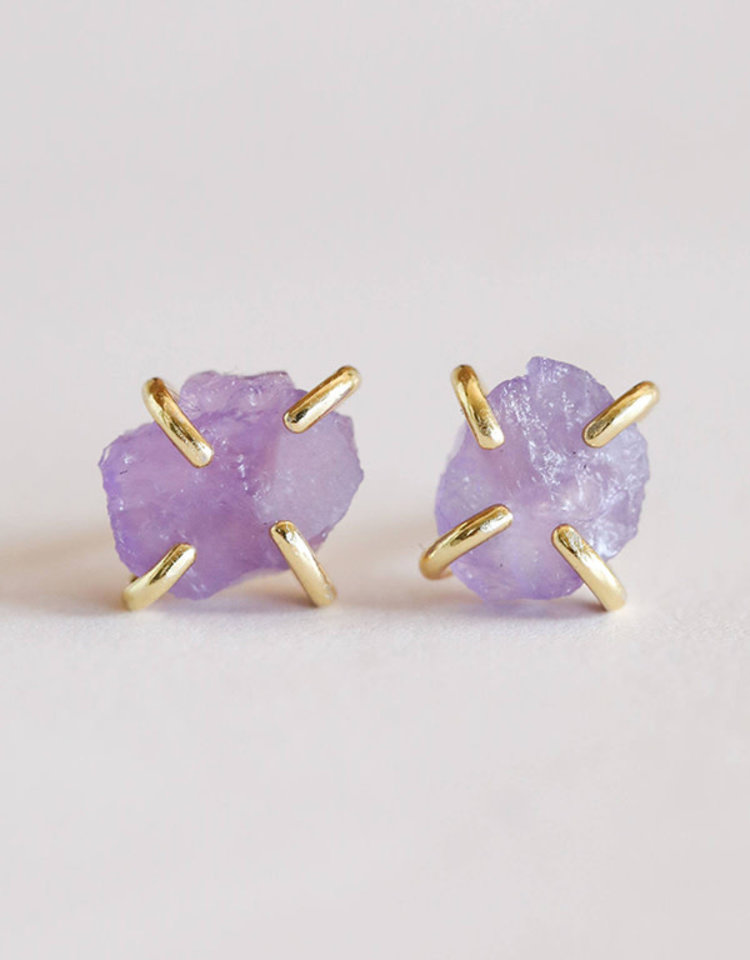 JaxKelly Amethyst Gemstone Prong Earrings