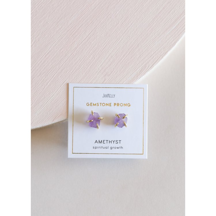 JaxKelly Amethyst Gemstone Prong Earrings