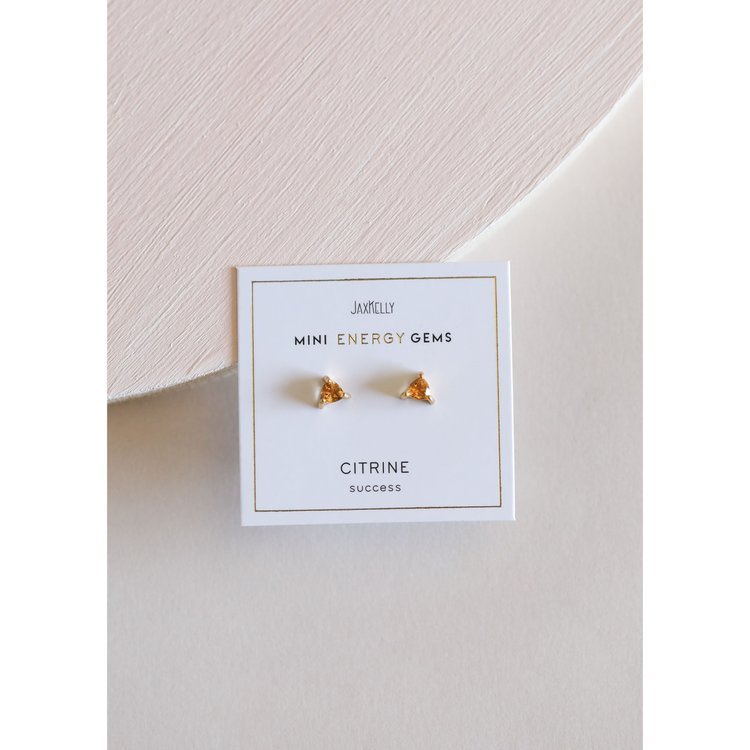JaxKelly Mini Energy Gem Earrings, Citrine