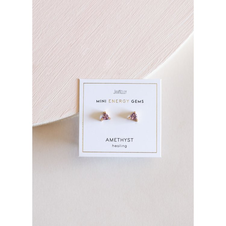 JaxKelly Mini Energy Gem Earrings, Amethyst