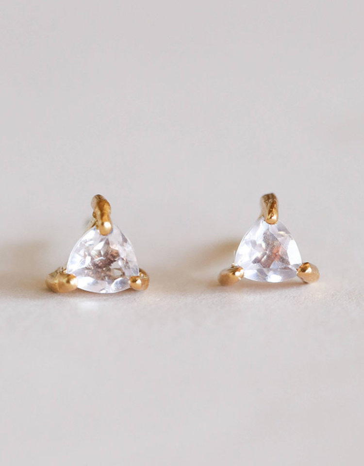 JaxKelly Mini Energy Gem Earrings, Rose Quartz
