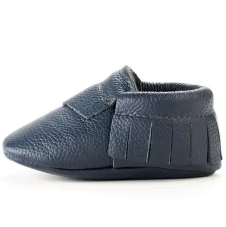 BirdRock Baby Navy Genuine Leather Baby Moccasins
