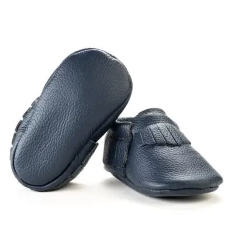 BirdRock Baby Navy Genuine Leather Baby Moccasins
