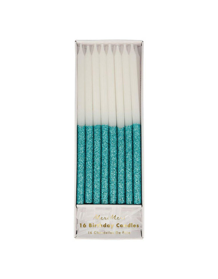 Meri Meri Blue Glitter Dipped Candles