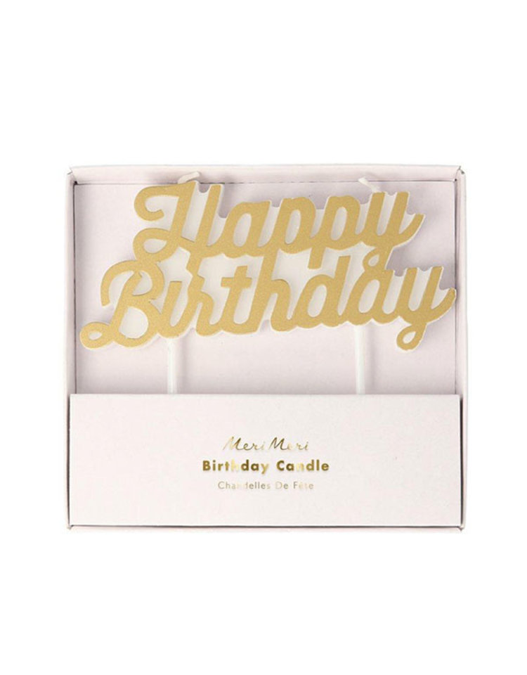 Meri Meri Gold Happy Birthday Candle